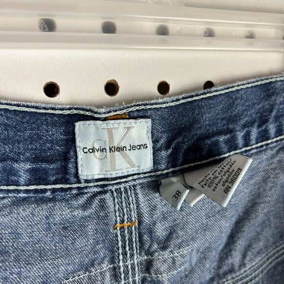 Calvin Klein Carpenter Blue Jean Shorts Size 38 90s Vintage Hip Hop Skater Y2K‎ - Picture 7 of 8